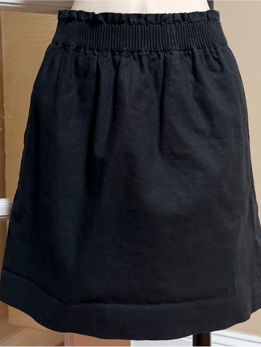 J. Crew Cream Elastic-Waist Linen Mini Skirt
